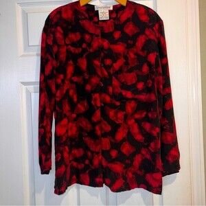 Jones New York Floral Long Sleeve Silk Blouse. Size 8